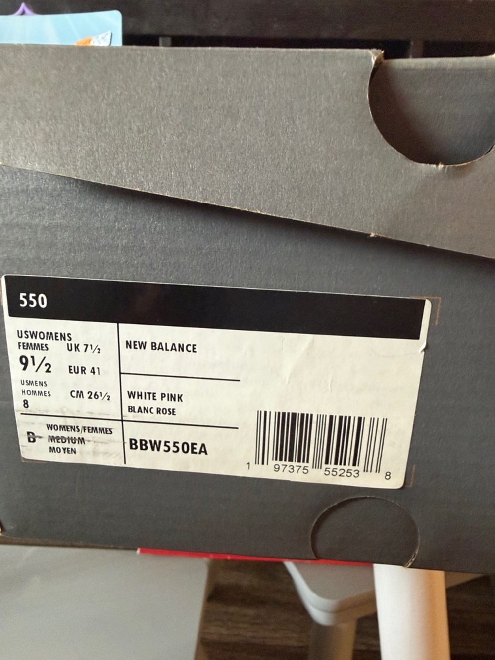 New Balance Women's White Pink and Orange 550 Sneakers - Picture 3 of 3